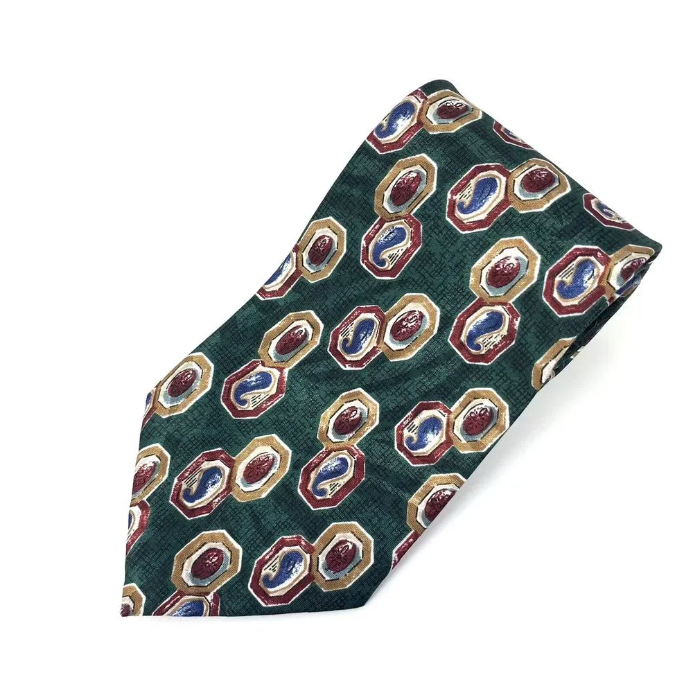 Wembley Green with abstract Pattern Polyester Men's Neck Tie Length 58